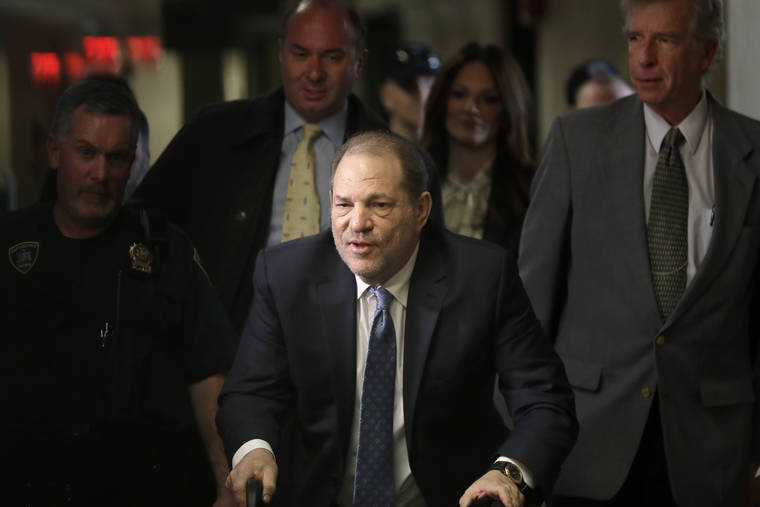 ASSOCIATED PRESS
                                Harvey Weinstein arrives at a Manhattan courthouse for jury deliberations in his rape trial in New York in 2020. New York prison officials have handed over Weinstein for transport to California to face sexual assault charges. The New York State Department of Corrections and Community Supervision says the transfer happened today at about 3:25 a.m. Hawaii time.