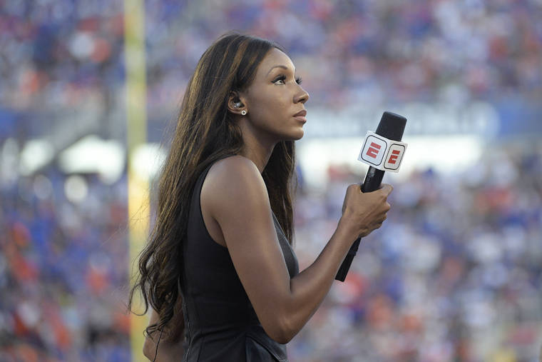 ASSOCIATED PRESS
                                ESPN’s Maria Taylor works from the sideline during the first half of an NCAA college football game between Miami and Florida in Orlando, Fla., in 2019. Taylor is leaving ESPN after the two sides were unable to reach an agreement on a contract extension.
