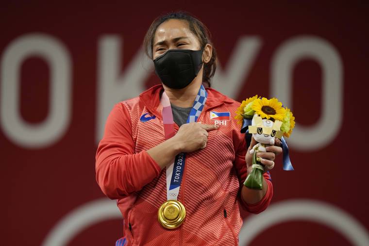 Euphoric Philippines, rewards greet Olympic gold medalist Hidilyn Diaz |  Honolulu Star-Advertiser