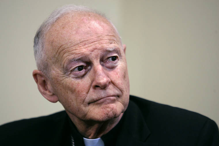 ASSOCIATED PRESS / MAY 16, 2006
                                Former Washington Archbishop Cardinal Theodore McCarrick, the once-influential American cardinal who was defrocked after a Vatican investigation confirmed he had sexually molested adults as well as children, has been charged with sexually assaulting a 16-year-old boy during a wedding reception at Wellesley College in the 1970s, court records show. McCarrick is shown here during a 2016 news conference in Washington.