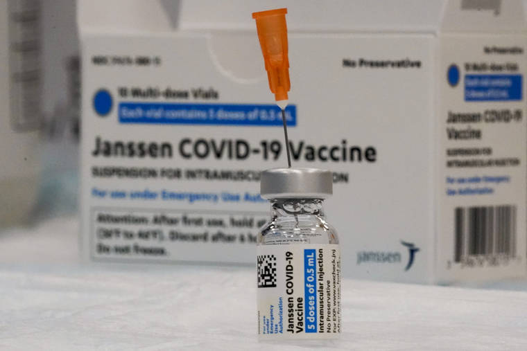 ASSOCIATED PRESS / APRIL 8
                                The Johnson & Johnson COVID-19 vaccine is seen at a pop up vaccination site in the Staten Island borough of New York.
