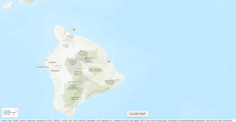U.S. GEOLOGICAL SURVEY
                                A preliminary magnitude 5.0 quake struck off the coast of the Big Island troday. No tsunami is expected.