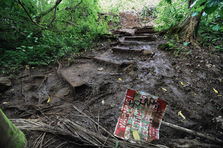 STAR-ADVERTISER / 2014
                                Stairs on a steep section along the trail.