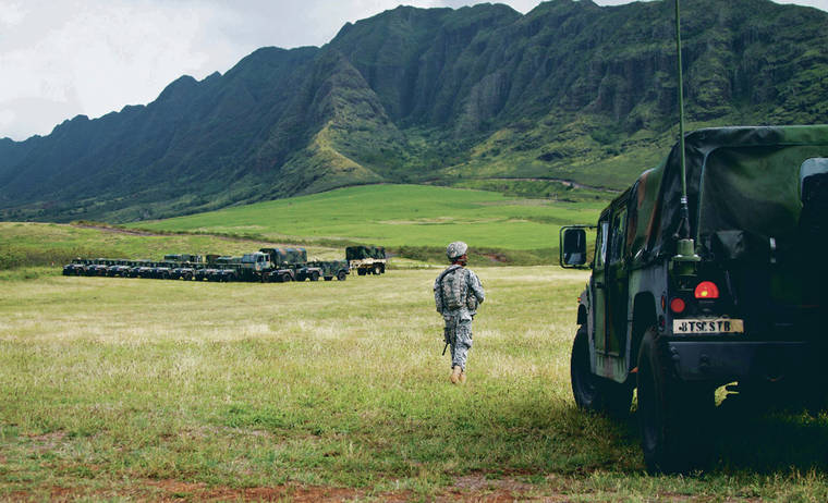 COURTESY U.S. ARMY
                                The Army is hoping to continue using 6,300 acres of state-owned leased land on Oahu, including 760 acres at Makua Military Reservation. Pictured are soldiers conduct an exercise in Makua Valley.