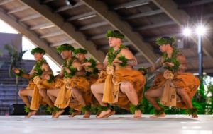 COURTESY MERRIE MONARCH FESTIVAL
                                Kawaili‘ula, under the direction of kumu Chinky Mahoe, was named overall winner of the Merrie Monarch Festival for 2021. Members of the halau performed “Kakuhihewa” on June 25 during the kahiko portion of the competition.
