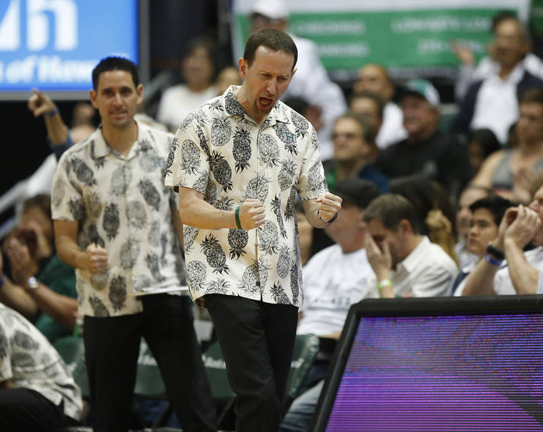 JAMM AQUINO / 2019
                                Jesse Nakanishi, left, is the third member of the Hawaii coaching staff to depart this summer.