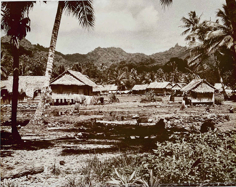 COURTESY ETHEL FLEMING 
                                Ethel Fleming joined the Peace Corps in 1966 and was sent to the Micronesian island of Kosrae, where she lived until 1968. Above, an Utwe village in 1968 on the island.