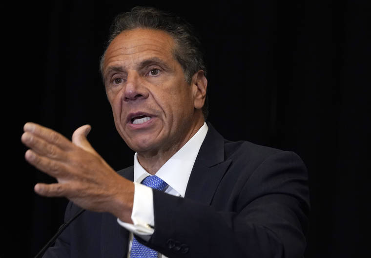ASSOCIATED PRESS
                                New York Gov. Andrew Cuomo spoke during a news conference at New York’s Yankee Stadium, July 26. Investigators conducting an inquiry into sexual harassment allegations against Cuomo questioned him for eleven hours when he met with them last month, The New York Times reported Monday.