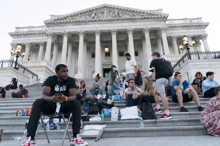 ASSOCIATED PRESS
                                Supporters of Rep. Cori Bush, D-Mo., camp with her outside the U.S. Capitol, in Washington, Monday, Aug. 2, as anger and frustration has mounted in Congress after a nationwide eviction moratorium expired at midnight Saturday.