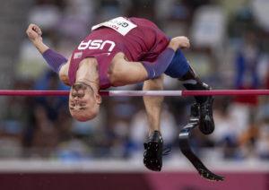 ASSOCIATED PRESS
                                USA’s Sam Grewe competes in the men’s high jump T63 final.
