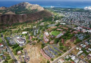 KAPIOLANI COMMUNITY COLLEGE
                                Kapiolani Community College now occupies a beautiful campus behind Diamond Head, where Fort Ruger once was located.