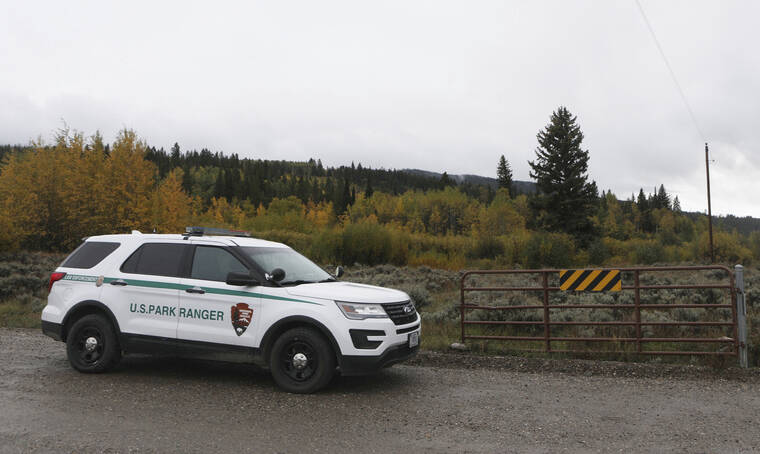 ASSOCIATED PRESS
                                A U.S. Park Ranger vehicle drives in the Spread Creek area in the Bridger-Teton National Forest, just east of Grand Teton National Park off U.S. Highway 89 today in Wyoming. Authorities say they have found a body believed to be Gabrielle “Gabby” Petito, who went missing on a trip with her boyfriend.