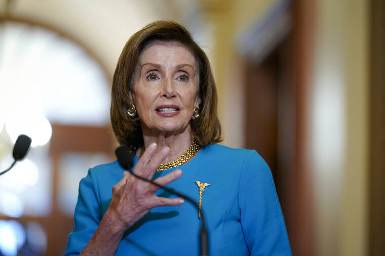 ASSOCIATED PRESS
                                Speaker of the House Nancy Pelosi, D-Calif., talks to reporters as she welcomes Australian Prime Minister Scott Morrison, at the Capitol in Washington, today.