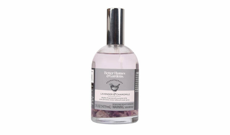 WALMART/CDC VIA AP
                                A bottle of Better Homes & Gardens aromatherapy lavender & chamomile essential oil and semiprecious stone-infused room spray. The Consumer Product Safety Commission and Walmart issued a recall for 3,900 bottles of the spray.