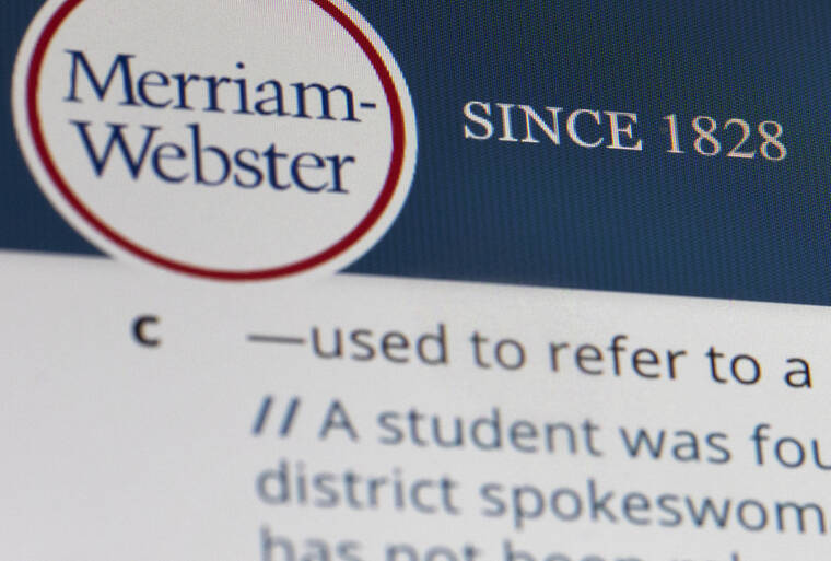 ASSOCIATED PRESS
                                Merriam-Webster.com was displayed on a computer screen, in December 2019, in New York. Merriam-Webster has added 455 new words to its venerable dictionary, including a number of abbreviations and slang terms that have become ubiquitous on social media.