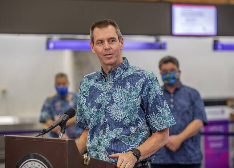 STAR-ADVERTISER / 2020
                                Hawaii Airlines president and CEO Peter Ingram during a press conference at the Daniel K. Inouye International Airport.