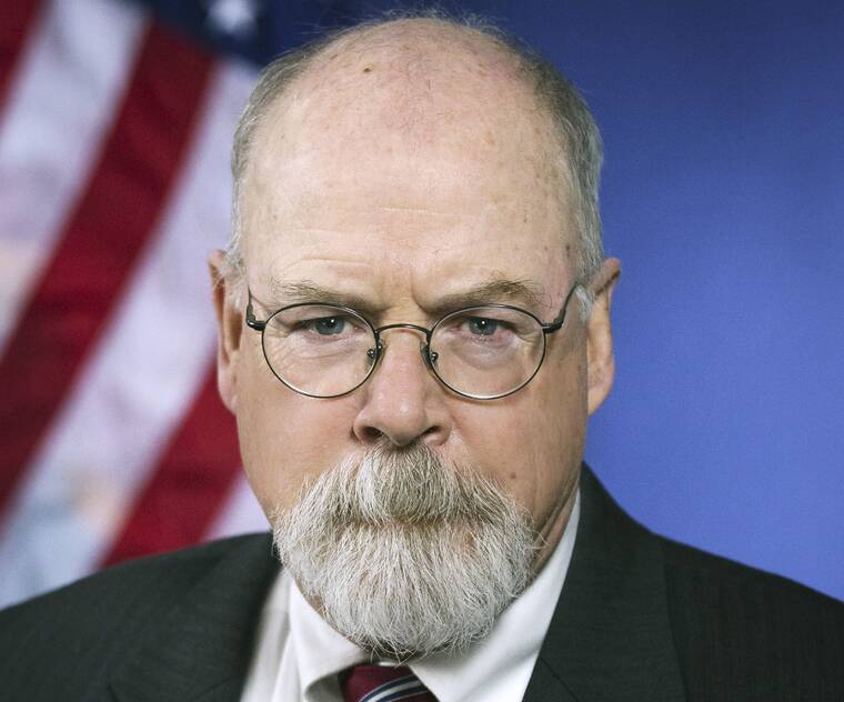 U.S. DEPARTMENT OF JUSTICE VIA ASSOCIATED PRESS
                                This 2018 portrait released by the U.S. Department of Justice shows Connecticut’s U.S. Attorney John Durham. A Russian analyst who helped provide information for a dossier of research used during the Trump-Russia investigation has been arrested as part of an ongoing special counsel investigation, a person familiar with the matter said today.
