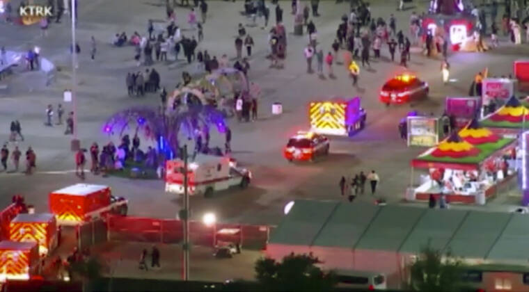 KTRK VIA AP
                                Emergency personnel respond to the Astroworld music festival in Houston. Several people died and numerous others were injured in what officials described as a surge of the crowd at the music festival while Travis Scott was performing. Officials declared a “mass casualty incident” just after 9 p.m. Friday during the festival where an estimated 50,000 people were in attendance, Houston Fire Chief Samuel Peña told reporters at a news conference.