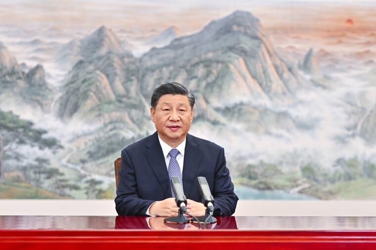 LI XUEREN/XINHUA VIA ASSOCIATED PRESS
                                Chinese President Xi Jinping delivered a keynote speech for the Asia-Pacific Economic Cooperation (APEC) CEO Summit via video, from Beijing, Thursday. Xi warned against letting tensions in the Asian-Pacific region cause a relapse into a Cold War mentality.