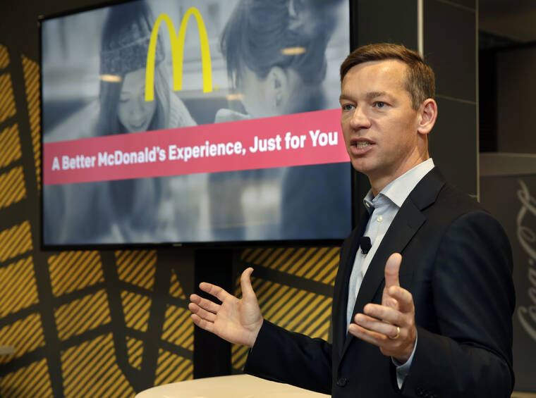 ASSOCIATED PRESS
                                Chris Kempczinski, then-incoming president of McDonald’s USA, speaks during a presentation at a McDonald’s restaurant in New York’s Tribeca neighborhood in 2016.