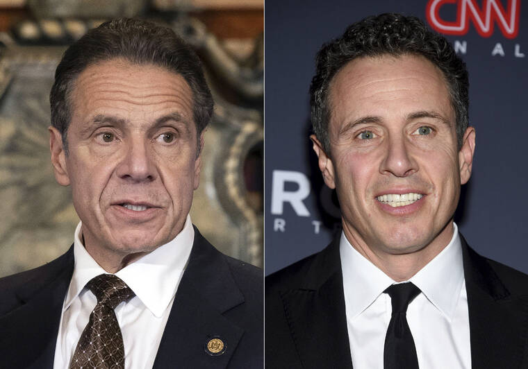 ASSOCIATED PRESS
                                New York Gov. Andrew M. Cuomo appears during a news conference about COVID-19 at the State Capitol in Albany, N.Y., on Dec. 3, 2020, left, and CNN anchor Chris Cuomo attends the 12th annual CNN Heroes: An All-Star Tribute at the American Museum of Natural History in New York on Dec. 9, 2018.
