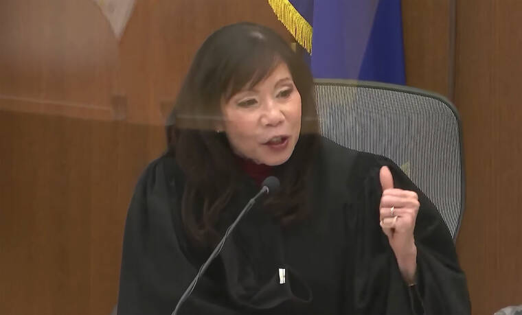 COURT TV VIA ASSOCIATED PRESS
                                In this screengrab from video, Hennepin County Judge Regina Chu presided over jury selection, today, in the trial of former Brooklyn Center police Officer Kim Potter in the April 11 death of Daunte Wright, at the Hennepin County Courthouse in Minneapolis, Minn.