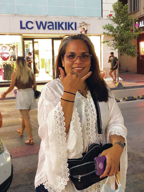 Aiea resident Michelle Ebalaroza Kawano spotted the Waikiki clothing store while vacationing in Kusadasi, Turkey, in August. Photo by Bruce Kawano.