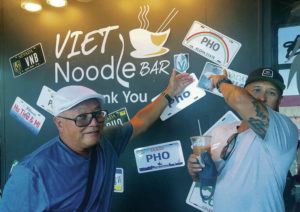 While visiting Las Vegas for a wedding in September, Dennis Kihara and Isaac Hugh spotted a Hawaii license plate hanging on the wall of Viet Noodle Bar, a pho restaurant. Photo by Kanani Kihara.