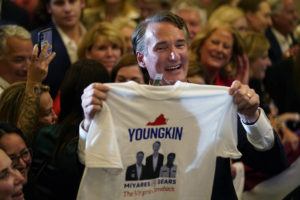 ASSOCIATED PRESS
                                Virginia Gov.-elect Glenn Youngkin greets supporters at an election night party in Chantilly, Va., early Wednesday.