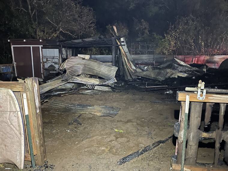COURTESY KAUAI FIRE DEPARTMENT
                                The structure is considered a total loss, and damage to the structure and its contents is estimated at $150,000, KFD said.