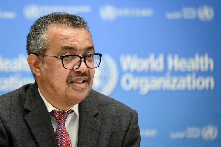 FABRICE COFFRINI/KEYSTONE VIA AP / OCT. 18
                                World Health Organization (WHO) Director-General Tedros Adhanom Ghebreyesus delivers a speech during the launch of a multiyear partnership with Qatar on making the FIFA Football World Cup 2022 and mega sporting events healthy and safe, at the WHO headquarters in Geneva, Switzerland. The World Health Organization is pushing for an international accord to help prevent and fight future pandemics amid the emergence of a worrying new omicron COVID-19 variant, WHO Director-General Tedros Adhanom Ghebreyesus said at the headquarters in Geneva.