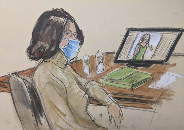 ELIZABETH WILLIAMS VIA AP / NOV. 30
                                In this courtroom sketch, Ghislaine Maxwell is seated at the defense table while watching testimony of witnesses during her trial in New York.