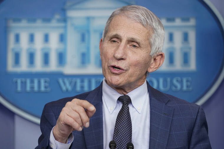 ASSOCIATED PRESS
                                Dr. Anthony Fauci, director of the National Institute of Allergy and Infectious Diseases, speaks during the daily briefing at the White House in Washington on Dec. 1.
