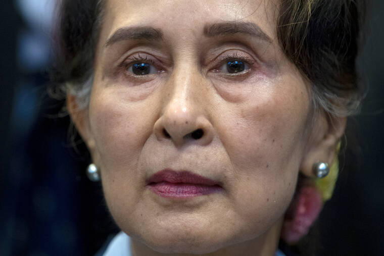 ASSOCIATED PRESS
                                Myanmar’s leader Aung San Suu Kyi, seen here in 2019 at The Hague, Netherlands, was sentenced Monday by a Myanmar court to four years for incitement, breaking coronavirus restrictions.