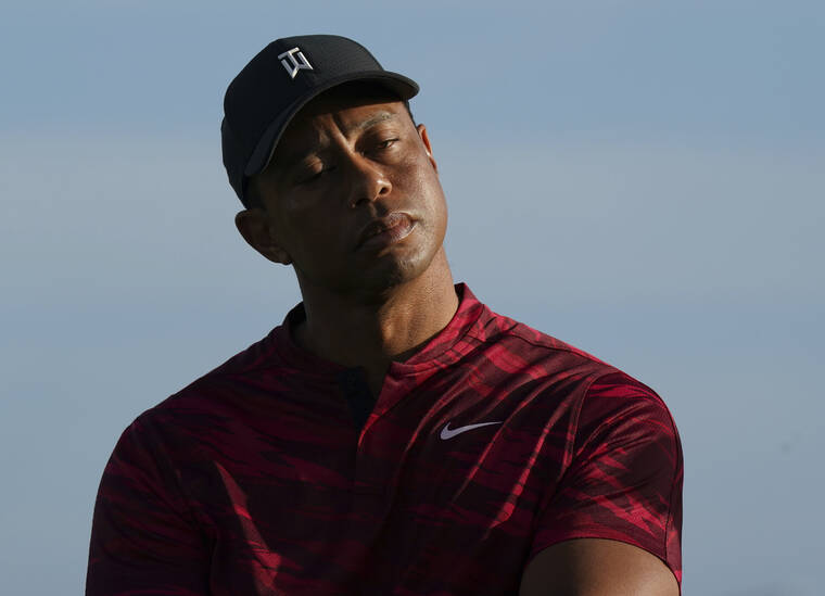 ASSOCIATED PRESS
                                Tiger Woods gestured during the trophy ceremony of the Hero World Challenge PGA Tour at the Albany Golf Club, in New Providence, Bahamas, Sunday.