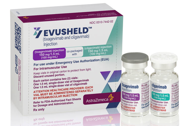 ASTRAZENECA VIA AP
                                AstraZeneca’s packaging and vials for the Evusheld medication. Today U.S. health officials authorized the new COVID-19 antibody drug for people with serious health problems or allergies who can’t get adequate protection from vaccination.
