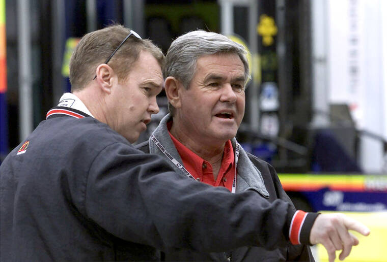 ASSOCIATED PRESS
                                Al Unser Jr., left, talks to his father, Al Unser, before practice at the Miami-Dade Homestead Motorsports Complex in Homestead, Fla., in 2002. Unser, one of only four drivers to win the Indianapolis 500 a record four times, died Thursday following years of health issues. He was 82.