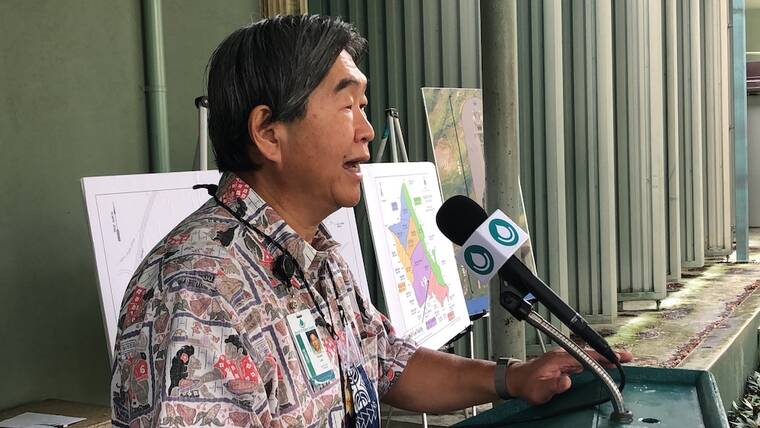 COURTESY BOARD OF WATER SUPPLY VIA FACEBOOK
                                Honolulu Board of Water Supply manager and chief engineer Ernie Lau speaks during this morning’s press conference regarding the contamination of the Navy’s water system.