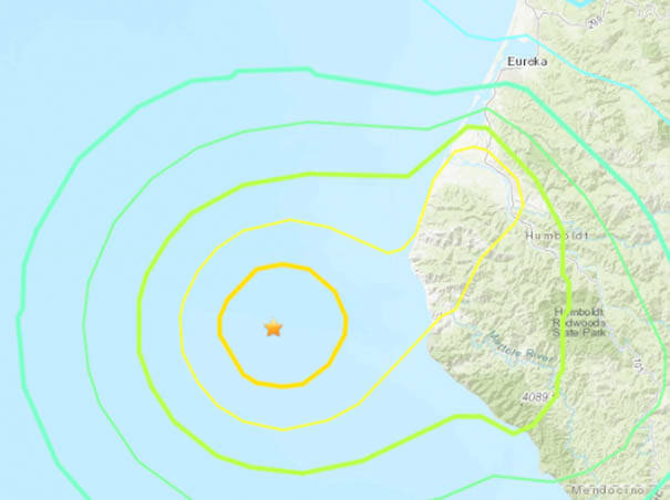 COURTESY USGS
                                A 6.2-magnitude earthquake struck the Northern California coast today, bringing significant shaking but likely minimal damage to the sparsely populated area.