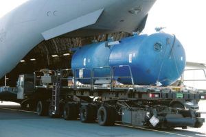 CRAIG T. KOJIMA / CKOJIMA@ STARADVERTISER.COM
                                A U.S. Air Force C-17 delivered multiple Granular Activated Carbon Water Filtration systems to Joint Base Pearl Harbor-Hickam on Sunday.