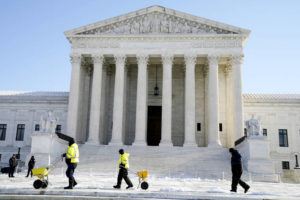 ASSOCIATED PRESS
                                The Supreme Court was shown, Jan. 7, in Washington. The Supreme Court has stopped the Biden administration from enforcing a requirement that employees at large businesses be vaccinated against COVID-19 or undergo weekly testing and wear a mask on the job.