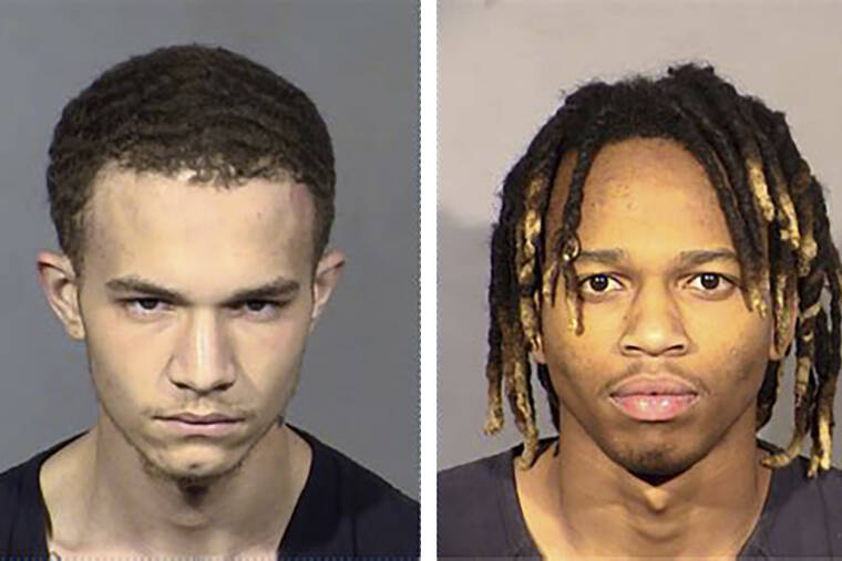LAS VEGAS POLICE VIA AP
                                These Dec. 31 photos released by Las Vegas Metropolitan Police Department shows murder suspects, Jordan Ruby, 18, left and Jesani Carter, 20, right, at the Clark County jail in Las Vegas, Nevada.