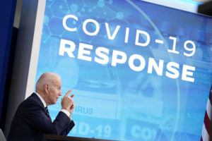 ASSOCIATED PRESS
                                President Joe Biden spoke about the government’s COVID-19 response, in the South Court Auditorium in the Eisenhower Executive Office Building on the White House Campus in Washington, today.