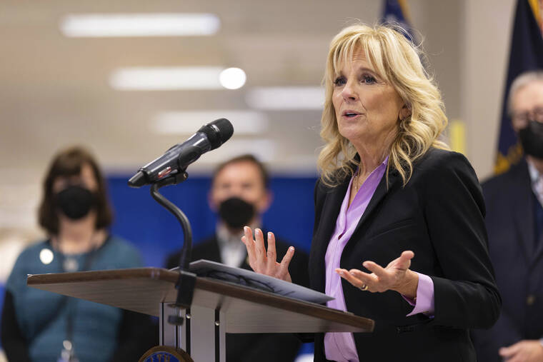 MICHAEL CLUBB / AP
                                First lady Jill Biden delivers remarks at the FEMA State Disaster Recovery Center in Bowling Green, Ky., Friday, Jan. 14.