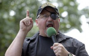 ASSOCIATED PRESS
                                Stewart Rhodes, founder of the Oath Keepers, spoke, in June 2017, during a rally outside the White House in Washington. Rhodes remained in jail after his first court appearance today, a day after his arrest on charges he plotted with others to attack the U.S. Capitol to stop Congress from certifying President Joe Biden’s 2020 election victory.