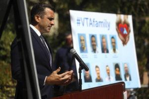 BAY AREA NEWS GROUP VIA AP
                                San Jose Mayor Sam Liccardo speaks during a news conference honoring nine people killed by a coworker in San Jose, Calif., on May 27.