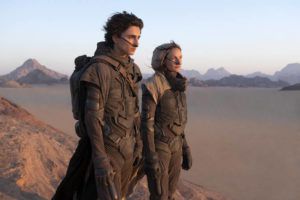 ASSOCIATED PRESS
                                This image released by Warner Bros. Pictures shows Timothee Chalamet, left, and Rebecca Ferguson in a scene from “Dune.”