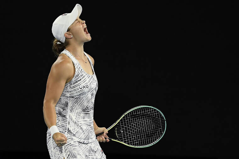 ASSOCIATED PRESS
                                Ash Barty of Australia celebrates after defeating Danielle Collins of the U.S.