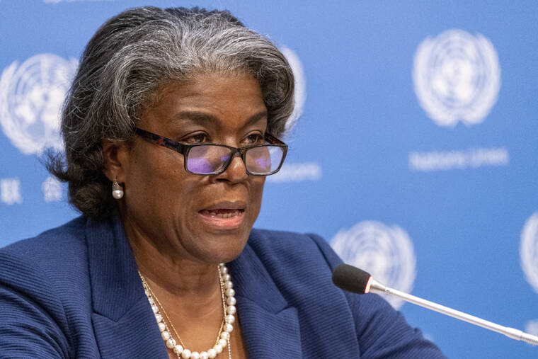 ASSOCIATED PRESS
                                U.S. Ambassador to the United Nations, Linda Thomas-Greenfield speaks to reporters during a news conference at United Nations headquarters on March 1.