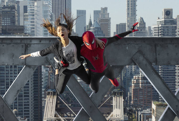 COURTESY SONY PICTURES
                                Zendaya, left, and Tom Holland in Columbia Pictures’ “Spider-Man: No Way Home.”